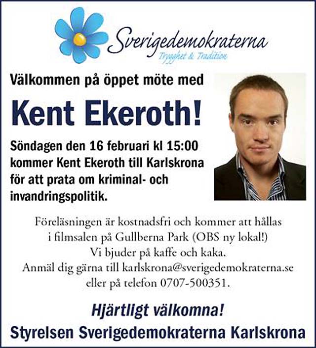 Kent Ekeroth till Karlskrona!