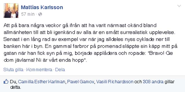 Mattias Karlsson på Facebook