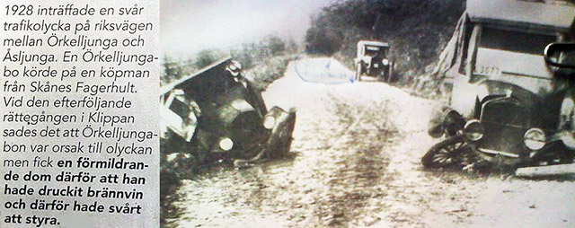 Bilolycka i Skånes Fagerhult 1928 mellan Örkelljunga och Åsljunga