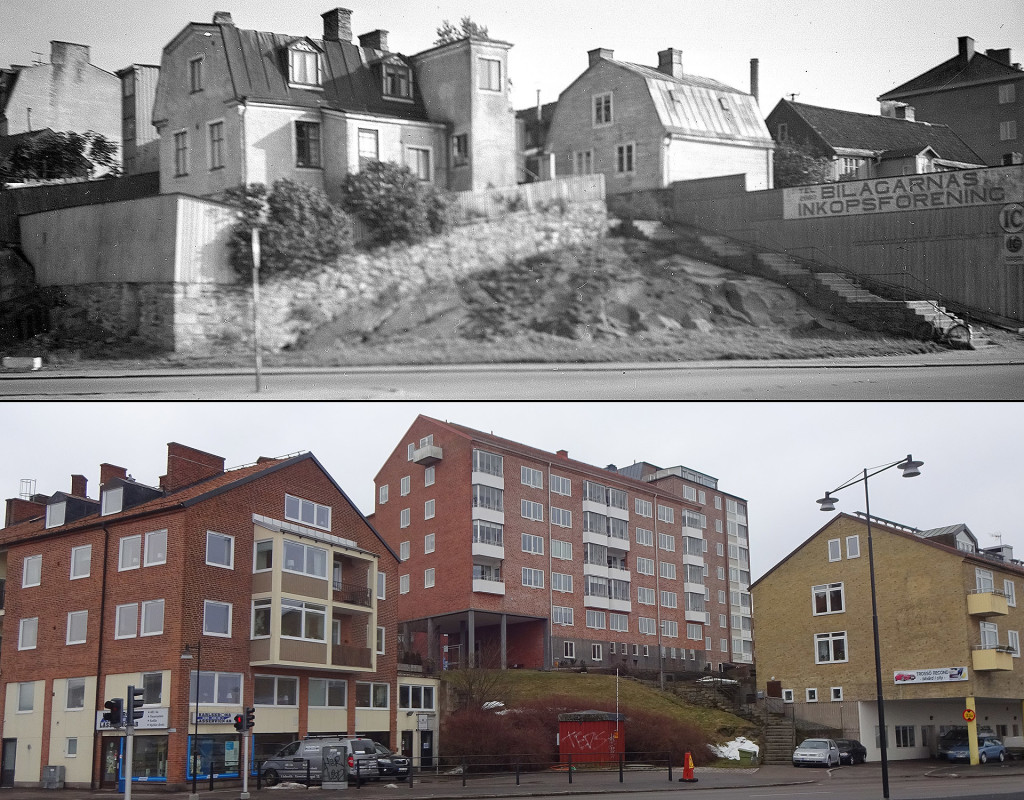 Norra Möllebacksgränd från Borgmästarekajen då och nu