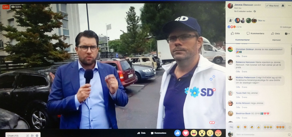 Jimmie Åkesson och Jörgen Fogelklou pratar om bilbränderna i Göteborg