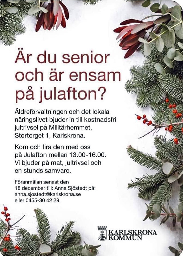 Ensam senior på julafton? « Karlskronabloggen